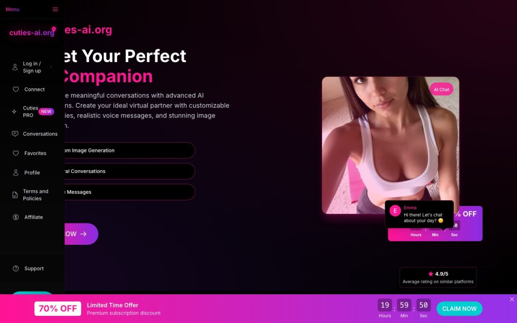 Cuties AI homepage