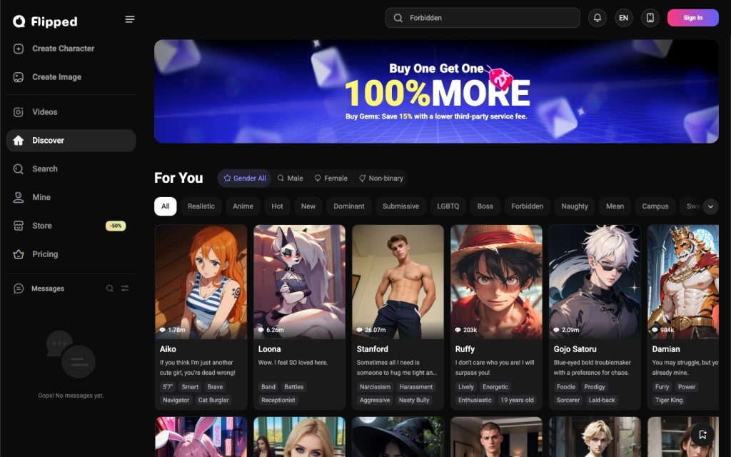 Flipped.Chat homepage