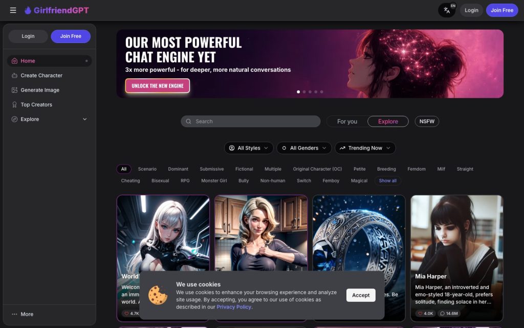 GirlfriendGPT homepage