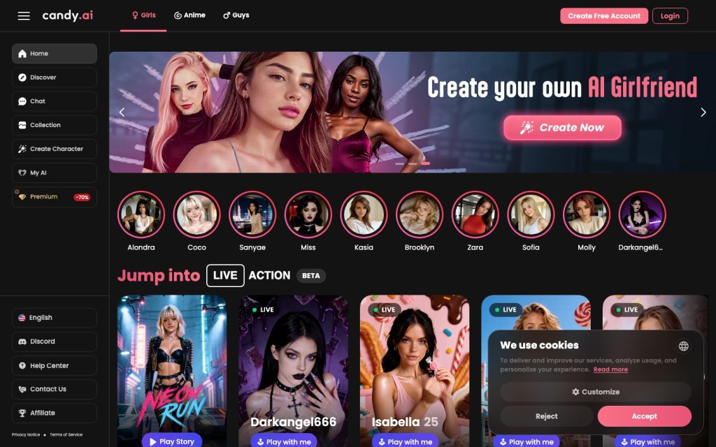 Candy AI homepage